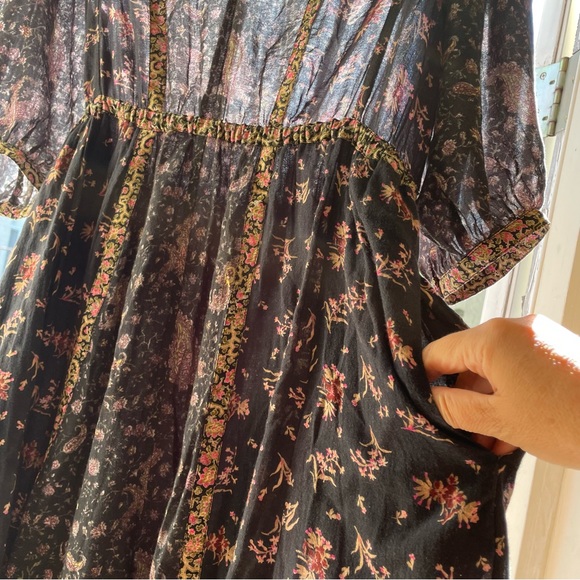 La Vie Rebecca Taylor Floral Print Maxi Dress Size L - Picture 7 of 11